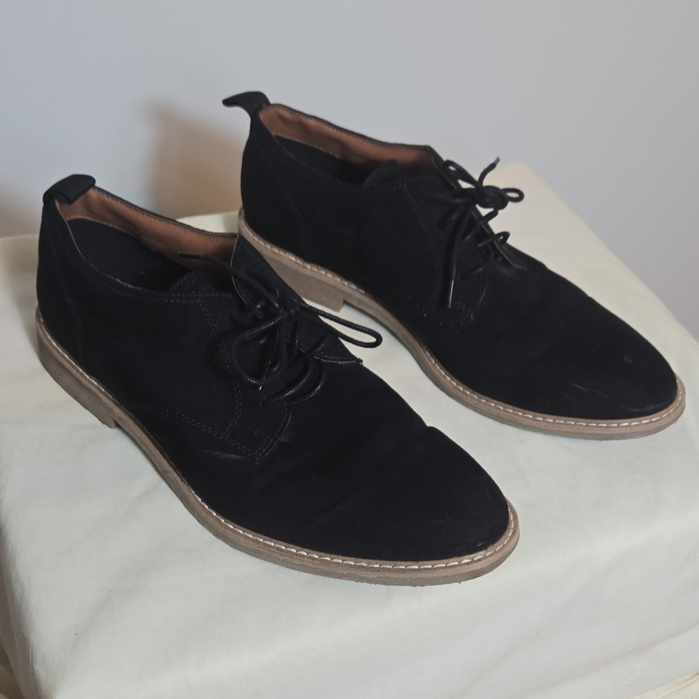 H&M Men's Derby Lace-Up Canvas Casual Shoes Black US 10 EU 43 Pull Tab
